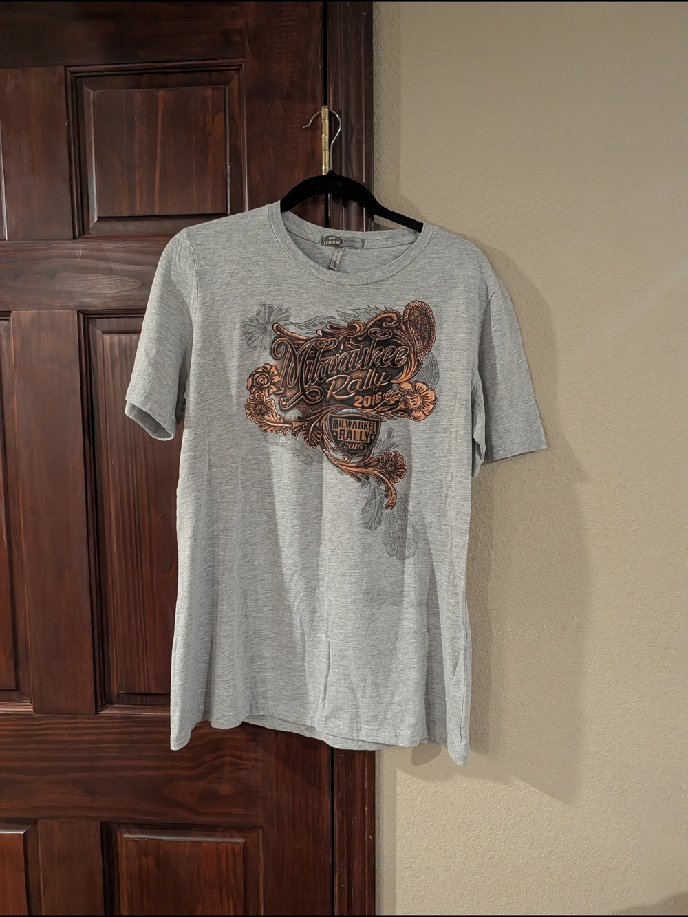 Hot Leathers Apparel Brand Harley-Davidson Light Gray Tee with Orange Graphic